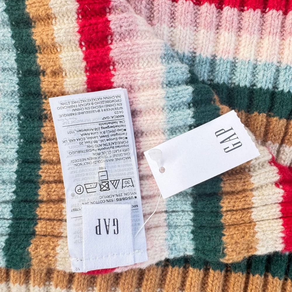 NWT Gap Multi Color Striped Ribbed Knit Scarf Cotton Blend‎ One Size  OLDSTOCK